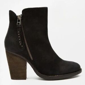 Steve Madden Ryatt Suede Block Heel Ankle Boots 8.5 Black